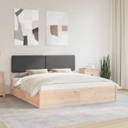 vidaXL Sängram med Klädd Huvudgavel Mörkgrå 200 x 200 cm Massiv furu