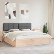 vidaXL Sängram med Klädd Huvudgavel Mörkgrå 200 x 200 cm Massiv furu