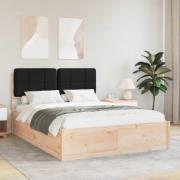 vidaXL Sängram med Klädd Huvudgavel Svart 140 x 200 cm Massiv furu