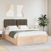 vidaXL Sängram med Klädd Huvudgavel Taupe 140 x 190 cm Massiv furu
