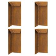 vidaXL Snigelfence 4 pcs Rostig 10 x 10 x 25 cm Väderbeständig stål