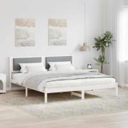 vidaXL Sängram med huvudgavel Ljusgrå 180 x 200 cm Massiv furu