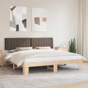 vidaXL Sängram med Klädd Huvudgavel Taupe 200 x 200 cm Massiv furu