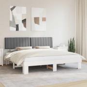 vidaXL Sängram med Klädd Huvudgavel Ljusgrå 200 x 200 cm Massiv furu