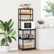 vidaXL Köks hylla Svart Ek 60 x 40 x 168 cm Konstruerat trä