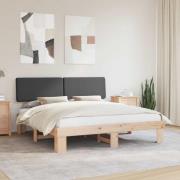 vidaXL Sängram med Klädd Huvudgavel Mörkgrå 180 x 200 cm Massiv furu