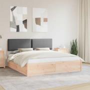 vidaXL Sängram med Klädd Huvudgavel Mörkgrå 200 x 200 cm Massiv furu