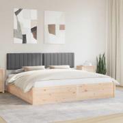vidaXL Sängram med Klädd Huvudgavel Mörkgrå 200 x 200 cm Massiv furu