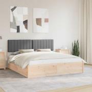 vidaXL Sängram med Klädd Huvudgavel Mörkgrå 180 x 200 cm Massiv furu