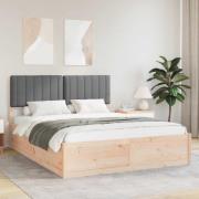 vidaXL Sängram med Klädd Huvudgavel Mörkgrå 160 x 200 cm Massiv furu