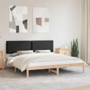 vidaXL Sängram med Klädd Huvudgavel Svart 180 x 200 cm Massivt furu
