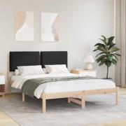 vidaXL Sängram med Klädd Huvudgavel Svart 140 x 200 cm Massivt furu