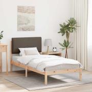 vidaXL Sängram med Klädd Huvudgavel Taupe 100 x 200 cm Massivt furu