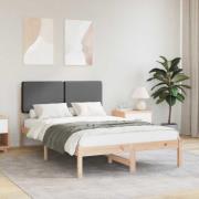 vidaXL Sängram med Klädd Huvudgavel Mörkgrå 120 x 200 cm Massiv furu