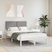 vidaXL Sängram med Klädd Huvudgavel Ljusgrå 120 x 190 cm Massiv furu