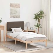 vidaXL Sängram med Klädd Huvudgavel Taupe 100 x 200 cm Massiv furu
