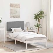 vidaXL Sängram med Klädd Huvudgavel Ljusgrå 80 x 200 cm Massiv furu