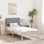 vidaXL Sängram med Klädd Huvudgavel Ljusgrå 75 x 190 cm Massiv furu