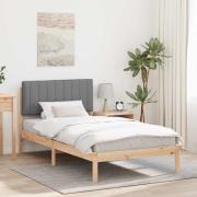 vidaXL Sängram med Klädd Huvudgavel Ljusgrå 90 x 190 cm Massivt furu