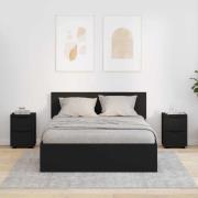 vidaXL Sängbord med låda 2 pcs Svart 30,5 x 30 x 43 cm Konstruerat trä