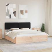 vidaXL Sängram med Klädd Huvudgavel Svart 180 x 200 cm Massiv furu