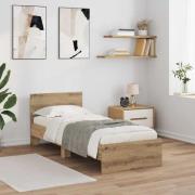 vidaXL Sängram med huvudgavel Artisan Ek 75 x 190 cm Konstruerat trä