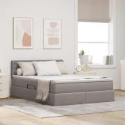 vidaXL Förvaringssäng med LED med madrass Taupe 140 x 200 cm tyg