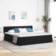 vidaXL Förvaringssäng med LED med madrass Svart 200 x 200 cm Sammet