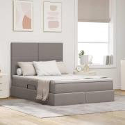 vidaXL Förvaringssäng med LED med madrass Taupe 140 x 200 cm Polyester