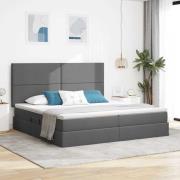 vidaXL Förvaringssäng med LED med led Mörkgrå 200 x 200 cm Polyester