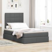 vidaXL Förvaringssäng med LED med led Mörkgrå 120 x 200 cm Polyester