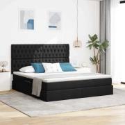 vidaXL Förvaringssäng med LED med madrass Svart 180 x 200 cm Polyester