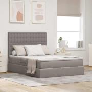 vidaXL Förvaringssäng med LED med madrass Taupe 140 x 200 cm Polyester