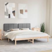 vidaXL Sängram med Klädd Huvudgavel Ljusgrå 180 x 200 cm Massiv furu