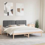 vidaXL Sängram med Klädd Huvudgavel Mörkgrå 180 x 200 cm Massiv furu