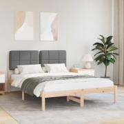 vidaXL Sängram med Klädd Huvudgavel Mörkgrå 140 x 200 cm Massiv furu