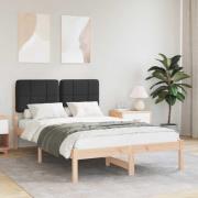 vidaXL Sängram med Klädd Huvudgavel Svart 120 x 200 cm Massiv furu