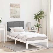 vidaXL Sängram med Klädd Huvudgavel Ljusgrå 90 x 200 cm Massiv furu