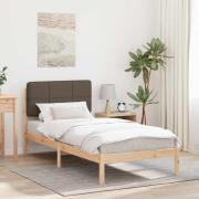 vidaXL Sängram med Klädd Huvudgavel Taupe 75 x 190 cm Massiv furu