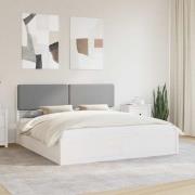 vidaXL Sängram med Klädd Huvudgavel Ljusgrå 180 x 200 cm Massiv furu
