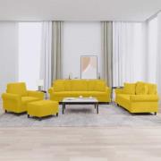 vidaXL Soffgrupp med kuddar 4 delar gul sammet