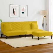 vidaXL Soffgrupp med kuddar 2 delar gul sammet