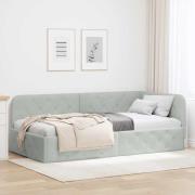 vidaXL Hörn Sängram Ljusgrå 100 x 200 cm Sammet