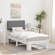 vidaXL Sängram med Klädd Huvudgavel Ljusgrå 100 x 200 cm Massiv furu