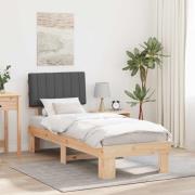 vidaXL Sängram med Klädd Huvudgavel Mörkgrå 80 x 200 cm Massiv furu