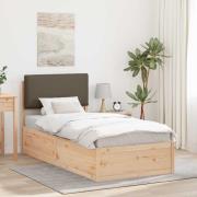 vidaXL Sängram med Klädd Huvudgavel Taupe 100 x 200 cm Massiv furu