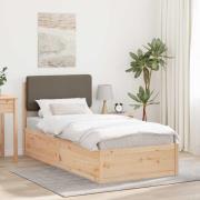 vidaXL Sängram med Klädd Huvudgavel Taupe 90 x 190 cm Massiv furu