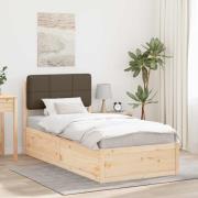vidaXL Sängram med Klädd Huvudgavel Taupe 100 x 200 cm Massiv furu
