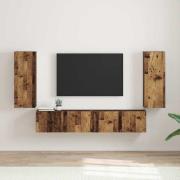 vidaXL TV Vägghylla 2 pcs Gammalt trä 30 x 31 x 80 cm Konstruerat trä