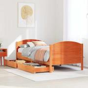 vidaXL Sängram utan madrass vaxbrun 75x190 cm massiv furu
